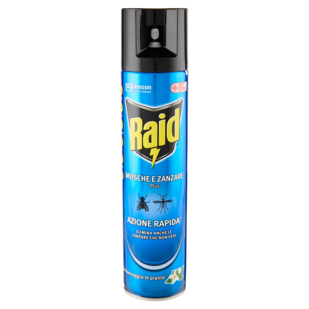 Raid Mosche e Zanzare Spray Insetticida, Antizanzare e Antimosche, Azione Rapida, 400 ml